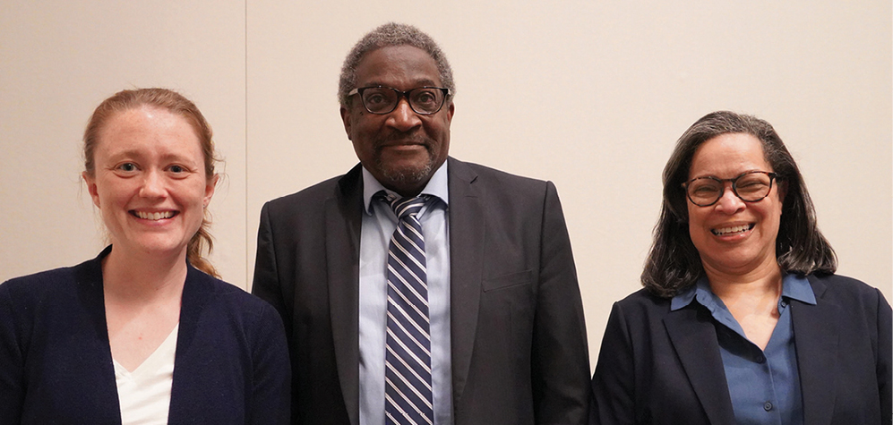 Group photo of Hilary Symes, PhD; Hon. Solomon Oliver; 
Danette Waller McKinley, PhD