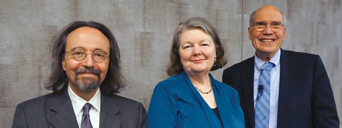 Group photo of Louis Bilionis, Barbara Glesner Fines, and Neil Hamilton