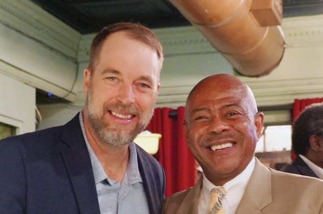 Photo of Darin B. Scheer, 2024–2025 NCBE Board Chair; Bryan Williams, 2014–2015 NCBE Board Chair