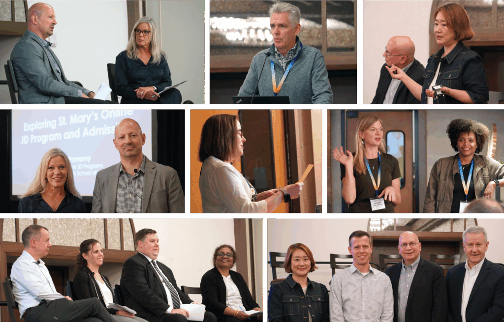 A collage of photos that show speakers presenting at the CBAA Fall 2025 Meeting. In one image, speakers pose for a group photo.
