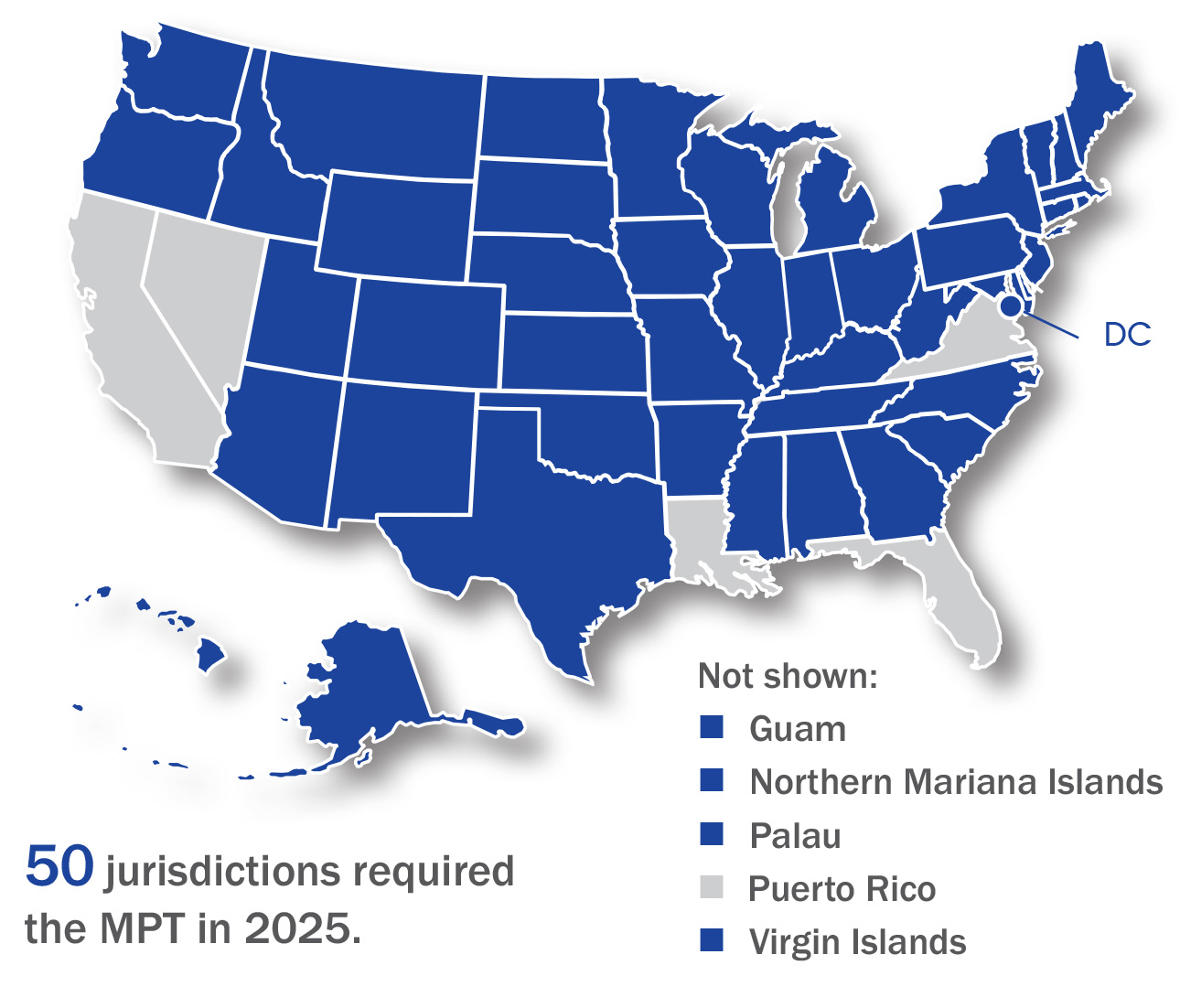 Map 50 jurisdictions using the MPT in 2025