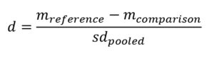 mathematical equation used to calculate effect size d