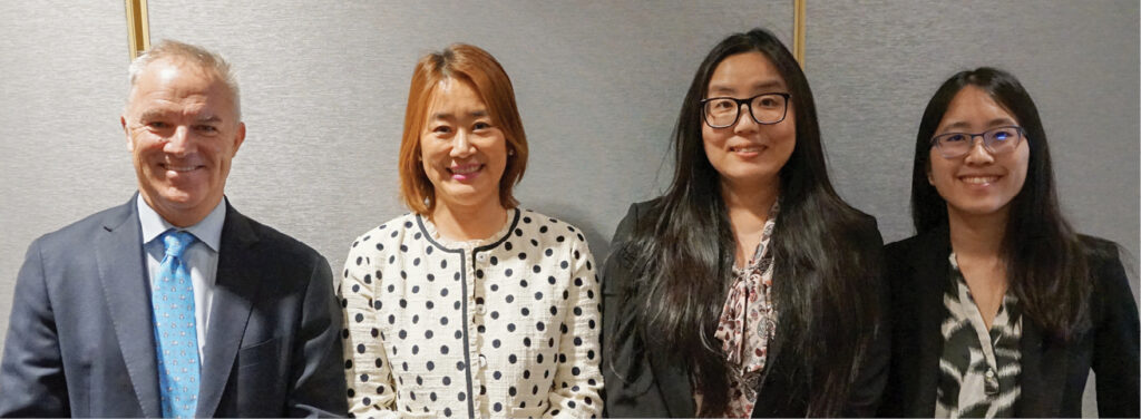 Group photo of Christopher Hawks (moderator); Susan Baek; Mengyao Zhang, PhD; Kylie Gorney, PhD