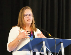 Emily Corson speakinging at ABAC 2026