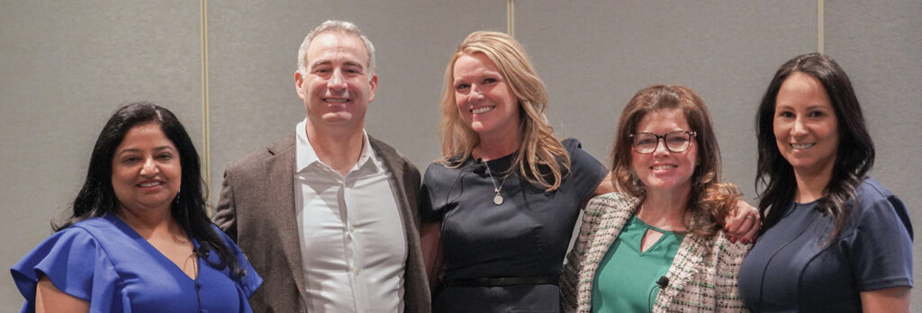 Group photo of Narmeen Makhani; Bob Schwartz, PhD; Kara Smith, PhD (moderator); Erin Scully; Jaclyn Stanislaus